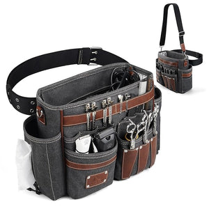 ARCFOX Barber Bag 10.2L Heat-Insulating Hairstylist Travel Bag with Adjustable Waist Belt &amp Shoulder Strap 16oz Canvas and EVA Clipper Shear Case for Razor &amp Pet Grooming - No Clutter &amp