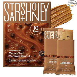 Stars + Honey Protein Bars- Cacao Salt Caramel Peanut,15g Protein, 2g Sugar, w/ Collagen Keto Friendly Snack - Gluten, Dairy, &amp; Soy Free - High-Protein Snacks for Energy &amp; Recovery-10 pack