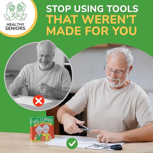 Toenail Clippers for Seniors Thick Toenails - 4-Piece Heavy Duty Nail Clipper Set with Podiatrist Grade Tools Wide Jaw and Rotating Head Clippers for Elderly Adults