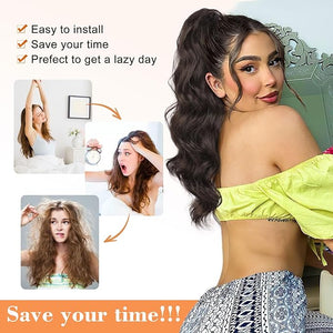 Stamped Glorious Ponytail Extension 22 Long Body Wave Ponytail Synthetic Heat Resistant Drawstring Ponytail Hairpieces for Women£¨Copper Golden£©