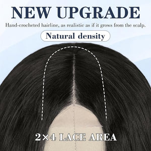 NAYOO Long Black Wavy Wig for Women 26 Inch Middle Part Lace Hairline Curly Wavy Wig Natural Looking Synthetic Heat Resistant Fiber for Daily Party Use