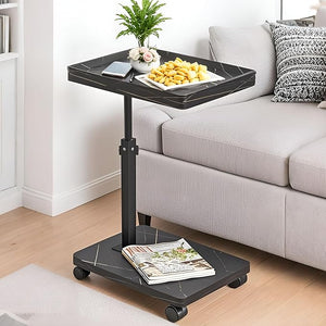 C Table End Table Adjustable HeightC Shaped End for CouchSnack Tables360¡ÆSwivel TV Tray Sofa TableTables That Slide UnderCoffee SideTable for BedChairBath-tub (Black Color)