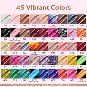 Lavender Violets Gel Nail Polish Kit with U V Light 45 Colors Gel Polish Nail Set with Base and Matte &amp Glossy Top Coat Soak Off All Season Essential Manicure Tools Gifts for Women Easter LA00