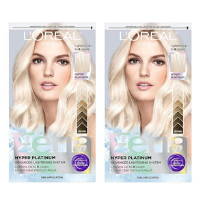 L¡¯Oreal Paris Feria Hyper Platinum Hair Bleach Lifts Up To 8 Levels Includes Anti Brass Purple Conditioner Hyper Platinum Blonde Hair Dye Kit Pack of 2