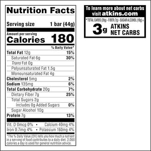 Atkins Caramel Chocolate Nut Roll Snack Bar Protein Snack  7g Protein 2g Sugar Rich in Fiber 16 Count