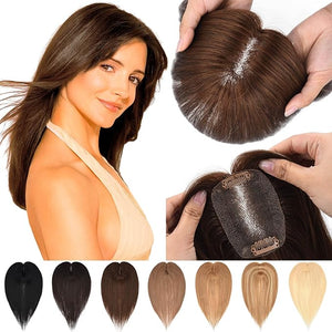 JGS1996 Hair Toppers for Women Real Human Hair 150% Density Hand Made Lace Base Remy Hair Wig Topper with Thinning Hair Pieces No Bangs Clip in Hair Extensions