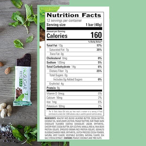 No Sugar Keto Bar Snack - Low Carb No Sugar Keto Snack Food with Keto Friendly Macros (12 x 1.41oz Bars Chocolate Mint)
