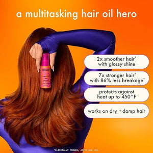 amika superfruit star lightweight hair styling + heat defense oil | heat protection strengthen + reduce breakage smooth frizz add glossy shine | for all hair types