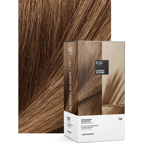 IGK Permanent Hair Dye Color Kit | 7G Almost Blonde - Dark Golden Blonde | 100% Gray Color Coverage + Strengthen + Shine | Ammonia Free (2 Pack)