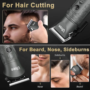 Ufree Beard Trimmer for Men Professional with Hair Clippers, Barber Clippers and Trimmers Set, Electric Razor Shavers for Men, Cordless Mens Grooming Kit for Nose, Ear, Face, Hair, Gifts