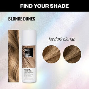 IGK NEVER MISS Root &amp Scalp Touch-Up Spray - Dark Blonde | Temporary Gray Coverage for Roots &amp Thinning Hair | Waterproof Sweat-Resistant Non-Flaking | With Biotin Rosemary &amp Squalane |
