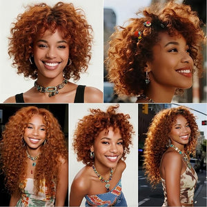 Orange Curly Human Hair Bundles 18 20 22 Inch Brazilian Remy Virgin 10A Curly 3 Bundles Human Hair Hair Extensions Bundles Orange