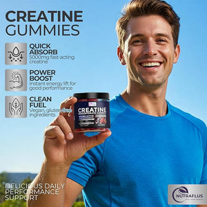 Creatine Monohydrate Gummies ? Berry Flavored Creatine Supplements for Women and Men ? 120Pcs Pre Workout Gummies with BCAA Taurine Vitamin B12 - Promote Energy Boost Performance