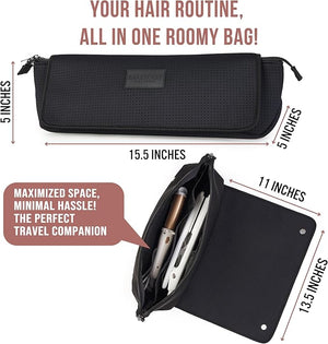 BAREFOOT CARIBOU Hair Tools Travel Bag and Heat Resistant Mat for Flat Irons, Straighteners, Curling Iron, and Haircare Accessories, 2-in-1 design, with Interior Pockets, Portable Organizer