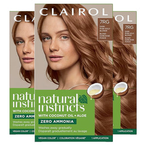 Clairol Natural Instincts Demi-Permanent Hair Dye 7RG Dark Rose Gold Blonde Hair Color Pack of 3