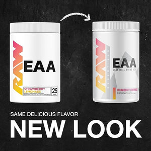 RAW EAA Amino Acids Powder, Strawberry Lemonade (25 Servings) - Pre Workout Amino Energy Powder for Strength, Endurance, Recovery &amp; Lean Muscle Growth - BCAA Amino Acids Supplement for Men &amp; W