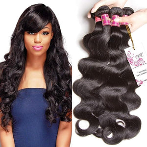 UNice Hair Icenu Series 10A Brazilian Body Wave Virgin Hair 3 Bundles 100% Human Hair Weave Extensions Natural Color 95-100g/piece (16 18 20)