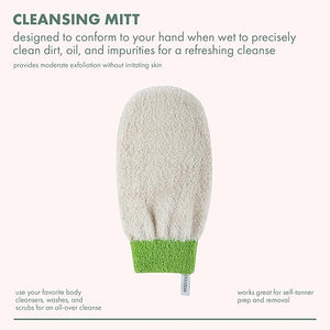 EcoTools Cleansing Mitt Exfoliating Glove For Bath &amp Shower Removes Dry Skin &amp Self Tanner Eco Friendly Shower Mitt Provides Gentle Exfoliation Precise Clean Cruelty-Free Green 6 Count