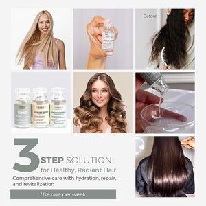 Prohall Cosmetic Ampollas Para el Cabello Maltratado Y Seco-Deep Conditioning Hair Mask for Damaged Hair Treatment - Hair Mask Protein Treatment - 3 Weeks - 3 Haircare Brazilian Ampoules Kit 1.5FLOz