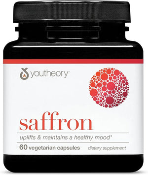 Youtheory Saffron - Vegan Energy Supplement for Men &amp Women* - Contains Rhodiola Rosea &amp Ashwagandha - Dairy Soy &amp Gluten Free - 60 Vegetarian Capsules