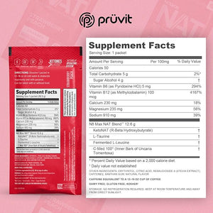 Pruvit - Keto//OS NAT - Strawberry Peach Charged Drink Mix with C-Med 100 L-Taurine Vitamins B6 &amp B12 Ketone Supplement - 18.5g