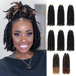 6 Inch 8 Packs Mixed Colors Combo Pack,Pre Looped Pretwisted Passion Twist Crochet Hair- Super Short Crochet Hair Extensions Braided by Synthetic Spring Kinky Twist Bohemian Curls(1B+T27+T30)