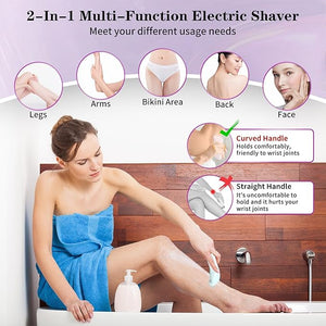 Glide Pro 3.0 Razor for Women, Livora Electric Shaver for Women, Silk Glide Pro Shaver, 2 in 1 Wet &amp; Dry Waterproof Electric Shaver with Removable Head for Leg Arm Underarm Bikini Area (Blue)