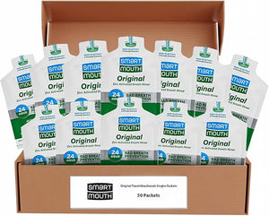 SmartMouth Original Activated Mouthwash Single Packs Travel Mouthwash Fresh Mint (50 Count)