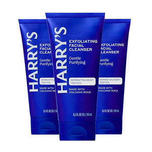 Harry's Exfoliating Face Wash for Men Gentle Facial Skin Care Products with Volcanic Rock Exfoliant Dermatologist Tested 5.1 Fl. Oz 3 Pack