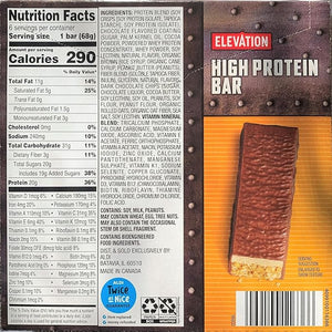 Generic 2-PACK ELEVATION Chocolate Peanut Butter High Max Protein Bars 6 Bars Per Box 12 Bars Total 20 GRAMS OF PROTEIN PER BAR. 10 Vitamins and Minerals Excellent Source of Antioxidants