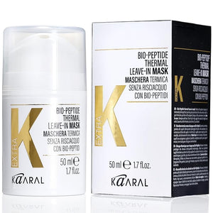 Kaaral Bio-Peptide Thermal Leave-In Hair Mask - Intensive Moisture &amp Heat Protection for Dry Damaged Hair - Strengthening Hydrating Repair with Collagen &amp Restores Shine - 50ml