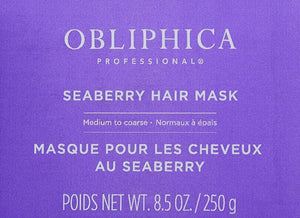 Obliphica Seaberry Hair Mask - Deep Conditioning Hydrating Treatment for Dry and Damaged Hair - Moisturizing Hair Repair and Growth Mask for Medium Coarse and Color-Treated Hair - 8.5 Ounces