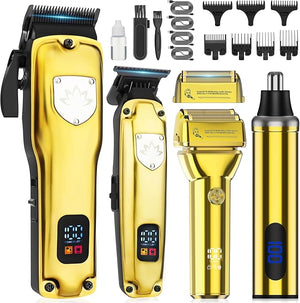 Karrte Professional Hair Clippers and Trimmer Set for Men T-Shaper Trimmer &amp Foil Shaver Nose &amp Ear Hair Trimmer Cordless Clippers and Grooming Set Hair Cutting Kit