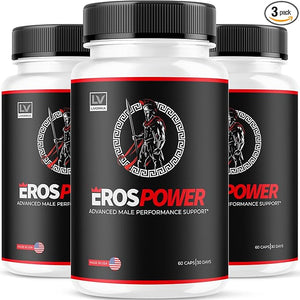 (3 Pack) Eros Power Supplement - Eros Power Supplement For Men Eros Power Eros Powder Supplement ErosPower Advanced Formula Eros Power Capsules For Men Eros Power Pills 180 Capsules For 3 Months