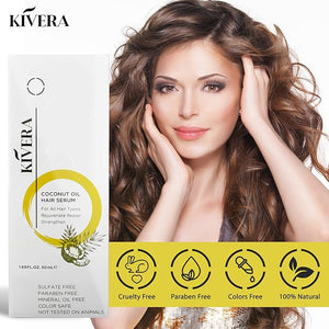KIVERA Coconut Oil Hair Serum - Hair Growth Serum for Rejuvenate &amp Strengthen Hair - Anti Frizz Hair Serum for Damaged Hair - Hair Oil Serum for Men &amp Women 3 Pack