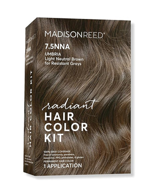 Madison Reed Radiant Hair Color Kit | 7.5NNA Light Neutral Brown (Umbria Brown) 100% Maximum Gray Hair Coverage | Salon-Quality Permanent Hair Dye for Resistant Grays | PPD &amp Ammonia-Free | 1 Pack