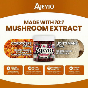 Energy &amp Focus Gummies ? Organic Lion¡¯s Mane and Cordyceps Mushrooms Plant-Based Caffeine L-Theanine &amp B Vitamins Nootropic for Stamina Attention &amp Cognitive Support Cherry ? 60 Ct (30