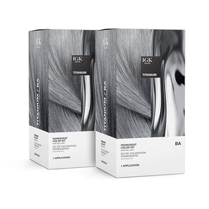 IGK Permanent Hair Dye Color Kit Set of Two| BA Titanium - Pure Cool Gray | 100% Gray Color Coverage + Strengthen + Shine | Ammonia Free