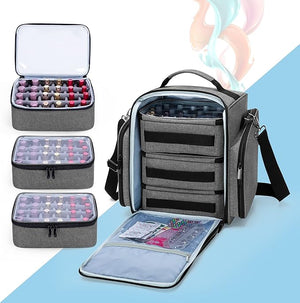 BAFASO Nail Polish Organizer Holds 72 Bottles (15ml - 0.5 fl.oz), Large Nail Polish Case with 3 Removable Pouches and Multiple Storage Sections (Patented Design), Gray