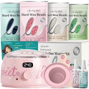 LANSLEYWAX Digital Waxing Kit for Women Men - Sweet Kiss Waxing Machine with 39 Accessories - Hard Wax Kit for Arm Leg Brazilian Bikini Face Sensitive Skin Wax Warmer Hair Removal for Home/Salon Use