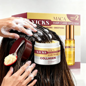 Maca Collagen Essence Deep Repair Hair Mask + Maca Essence Oil Set,Nourishing Moisturizing Repair for Damaged Hair, Professional Hair &amp; Body Care with Argan Oil for All Hair Types(16.9 oz + 1.69 o