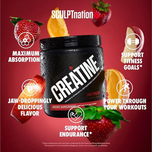 Sculpt Nation by V Shred Creatine - Premium Creatine Monohydrate Powder to Support Muscles Energy and Brain Function Fruit Punch Flavored Creatine - 30 Servings