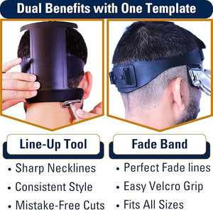 Self Haircut Kit for Men | 2Pcs SelfCut Guide for Men: Neckline Shaving Template &amp; Fade Guide | Adjustable Size Hair Fade Tool &amp; Stable Neck Line Up Tool | Hair Cut for Kids &amp; Seniors