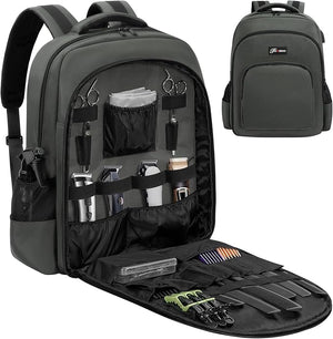 TORIBIO Barber Supplies Bag for Clippers and Supplies Hairstylist Clipper Portable Backpack for Barber Tools (Gray)