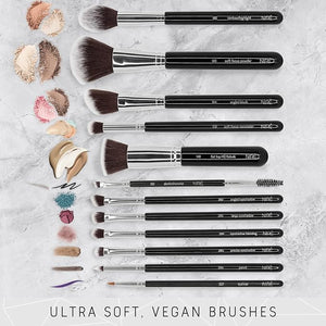 Nir? Beauty 15piece Award Winning Professional Makeup Brush Set: Vegan Makeup Brushes with Case Makeup Sponge Brush Cleaner Guide Gift Box