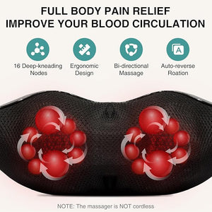 Nekteck Shiatsu Neck and Back Massager with Soothing Heat Shoulder Massager for Pain Relief Deep Tissue Electric 3D Kneading Massage Tools for Leg Body Muscle Corded Power Gifts for Him Her