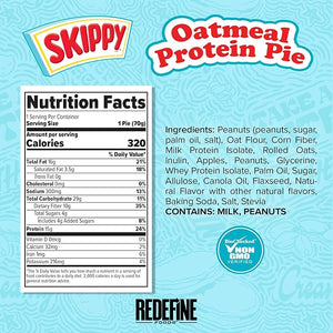 Redefine Foods Oatmeal Protein Pie SKIPPY Peanut Butter - 8 Count - 15g of Protein Per Serving - Non-GMO