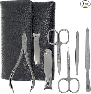 SHPITSER Professional 7pc TopInox Surgical Stainless Steel Tools Manicure Pedicure Set in Genuine Durable Leather Case Handmade in Solingen Germany for Nail and Cuticle Care
