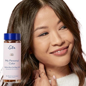 eSalon Permanent Hair Color &amp; Hair Dye Complete Kit - Medium Brown Cool Beige - Personal Colorist Kit for Up To 100% Gray Coverage for All Hair Types - Professional-Grade Ammonia-Free Hair Dye