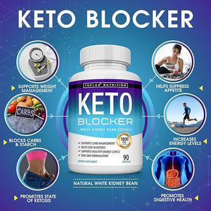 Toplux Keto Blocker Pills White Kidney Bean Extract - 1800 mg Natural Ketosis Support Keto Diet for Men Women 90 Capsules Supplement